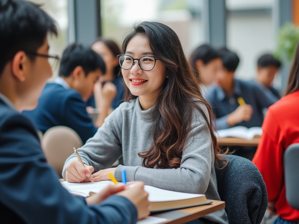 Chinese student studying at a university