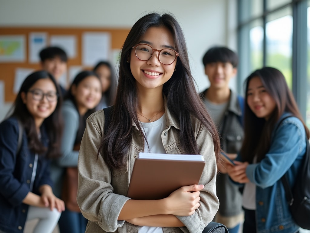 Chinese student studying at a university